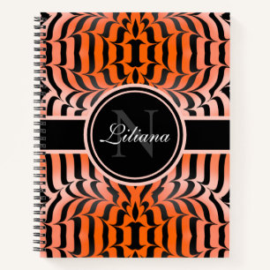 Elegant esthetisch Sinaasappel en zwarte tijgerhui Notitieboek