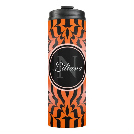 Elegant esthetisch Sinaasappel en zwarte tijgerhui Thermosbeker (Voorkant)