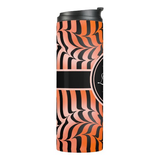 Elegant esthetisch Sinaasappel en zwarte tijgerhui Thermosbeker (Gedraaid links)