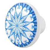 Elegant esthetisch White en Blue Mandala Monograme Keramische Knop (Rechts)