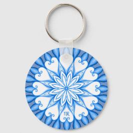 Elegant esthetisch White en Blue Mandala Monograme Sleutelhanger