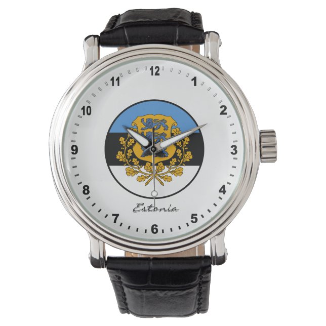Elegant Estonia Watch & Estlandse vlag Horloge (Voorkant)