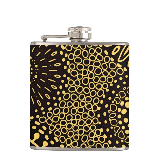 Elegant Ethnic Floral Black Gold Drink Heupfles (Voorkant)