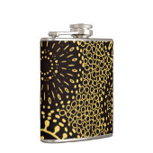 Elegant Ethnic Floral Black Gold Drink Heupfles (Rechts)