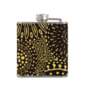 Elegant Ethnic Floral Black Gold Drink Heupfles (Achterkant)