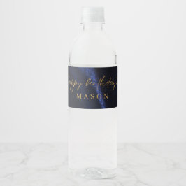 Elegant etiket voor waterfles in marineblauw