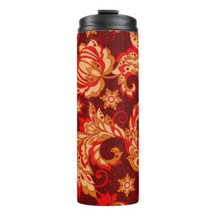 Elegant etnisch Bloemen Naadloos Patroon Thermosbeker