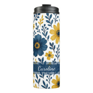 Elegant Etnisch Mediterraan Floral Art Patroon Thermosbeker