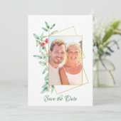 Elegant Eucalyotus Geometric Photo Save the Date Kaart (Staand voorkant)