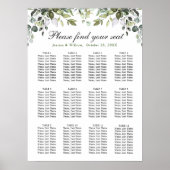 Elegant Eucalyptus 12 Tables Wedding SEATING CHART Poster (Voorkant)