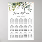 Elegant Eucalyptus 15 Tables Wedding SEATING CHART Poster (Voorkant)