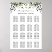 Elegant Eucalyptus 16 Tables Wedding SEATING CHART Poster (Voorkant)