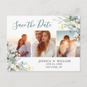 Elegant Eucalyptus 3 FOTO Weddenschap Save the Dat Briefkaart (Voorkant)