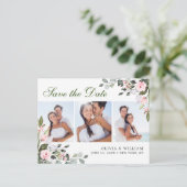 Elegant Eucalyptus 3 FOTO Weddenschap Save the Dat Briefkaart (Staand voorkant)