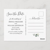 Elegant Eucalyptus 3 FOTO Weddenschap Save the Dat Briefkaart (Achterkant)