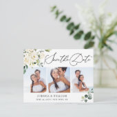 Elegant Eucalyptus 3 FOTO Weddenschap Save the Dat Briefkaart (Staand voorkant)