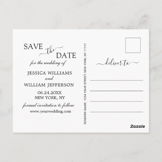 Elegant Eucalyptus 3 FOTO Weddenschap Save the Dat Briefkaart (Achterkant)