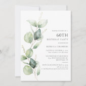 Elegant Eucalyptus 60ste verjaardagsfeest Kaart (Voorkant)