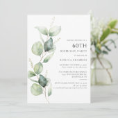 Elegant Eucalyptus 60ste verjaardagsfeest Kaart (Staand voorkant)