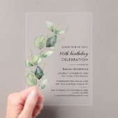 Elegant Eucalyptus 80ste verjaardagsfeest Acryl Uitnodigingen (Insitu (Draagbaar))
