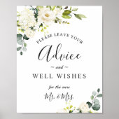 Elegant Eucalyptus Advice and Well Wishes Wedding Poster (Voorkant)
