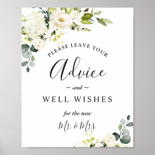 Elegant Eucalyptus Advice and Well Wishes Wedding Poster (Voorkant)