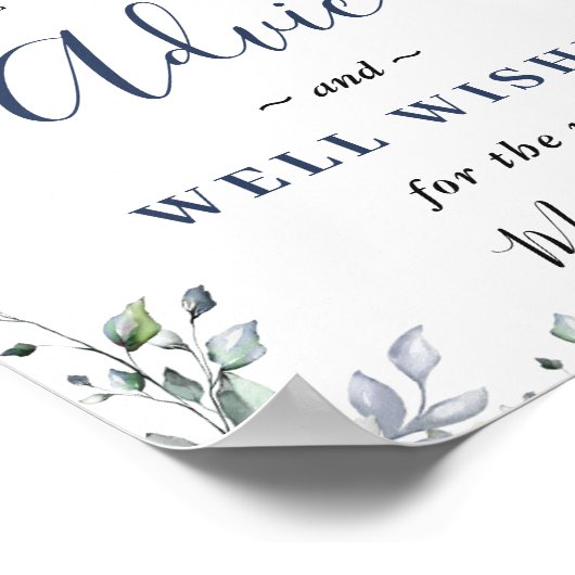 Elegant Eucalyptus Advice & Wishes Weddenschap Poster (Hoek)