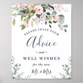 Elegant Eucalyptus Advice & Wishes Weddenschap Poster (Voorkant)