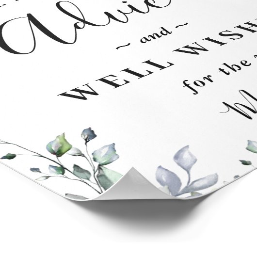Elegant Eucalyptus Advice & Wishes Weddenschap Poster (Hoek)