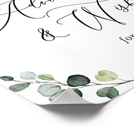 Elegant Eucalyptus Advice & Wishes Weddenschap Poster (Hoek)