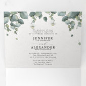 Elegant Eucalyptus All-in-one bruilding Tri-Fold I Drieluik Uitnodiging (Binnenzijde eerst)