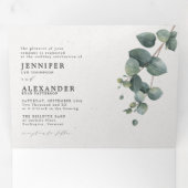 Elegant Eucalyptus All-in-One Weddenschap Drieluik Uitnodiging (Binnenzijde eerst)