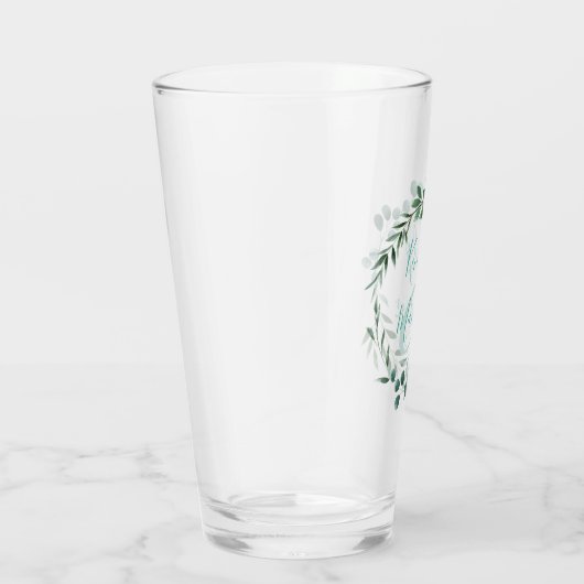Elegant Eucalyptus Ampersand Monogram Minimalisme Glas (Rechts)