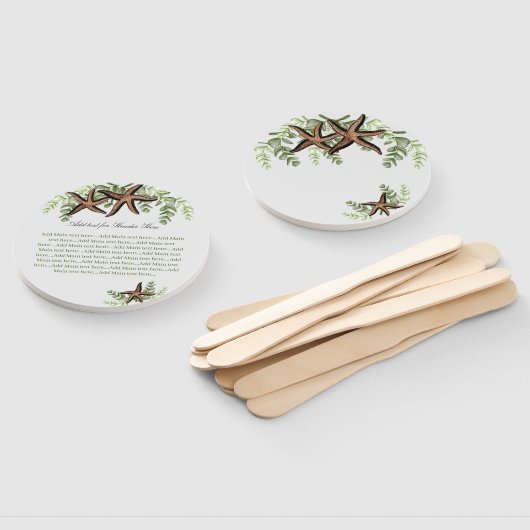 Elegant Eucalyptus and Starfish Wedding fan Handwaaier (Niet-gemonteerd)