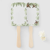 Elegant Eucalyptus and Starfish Wedding fan Handwaaier (Voorkant en achterkant)
