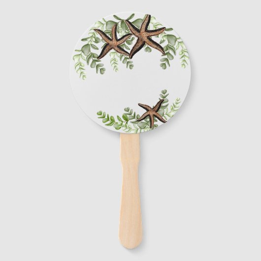 Elegant Eucalyptus and Starfish Wedding fan Handwaaier (Achterkant)