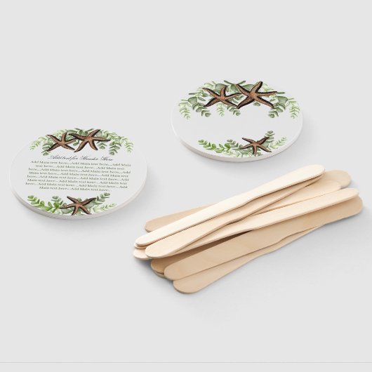 Elegant Eucalyptus and Starfish Wedding fan Handwaaier (Niet-gemonteerd)