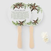 Elegant Eucalyptus and Starfish Wedding fan Handwaaier (Voorkant en achterkant)