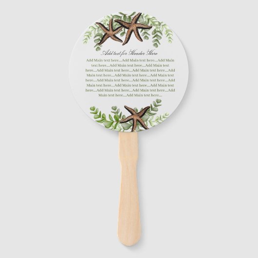 Elegant Eucalyptus and Starfish Wedding fan Handwaaier (Voorkant)