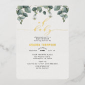 Elegant Eucalyptus Baby shower Folie Uitnodiging (Voorkant)