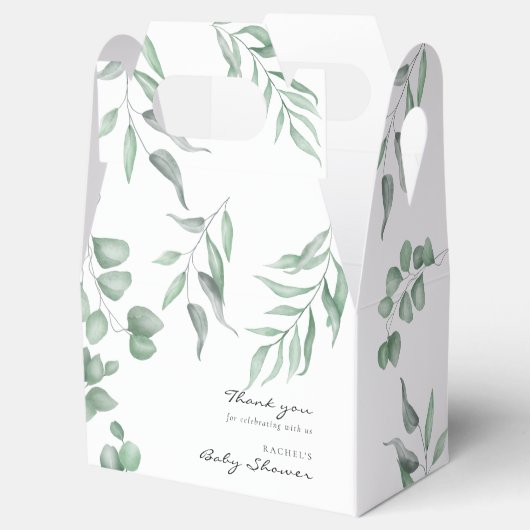 Elegant Eucalyptus Baby shower Greenery Foliage Bedankdoosjes (Geopend)