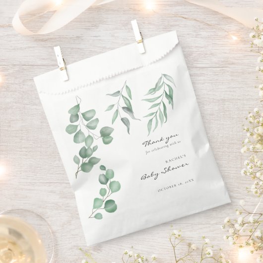 Elegant Eucalyptus Baby shower Greenery Foliage Bedankzakje (Geknipt)