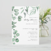 Elegant Eucalyptus Baby shower Greenery Foliage Kaart (Staand voorkant)