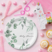 Elegant Eucalyptus Baby shower Greenery Foliage Papieren Bordje (Feest)