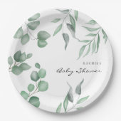 Elegant Eucalyptus Baby shower Greenery Foliage Papieren Bordje (Voorkant)