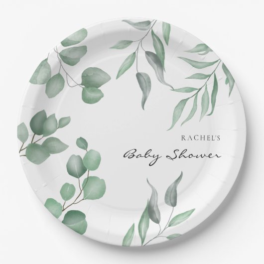 Elegant Eucalyptus Baby shower Greenery Foliage Papieren Bordje