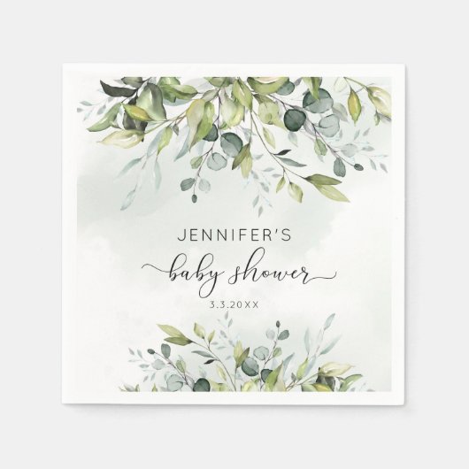 Elegant eucalyptus baby shower napkins servet (Voorkant)