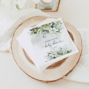 Elegant eucalyptus baby shower napkins servet