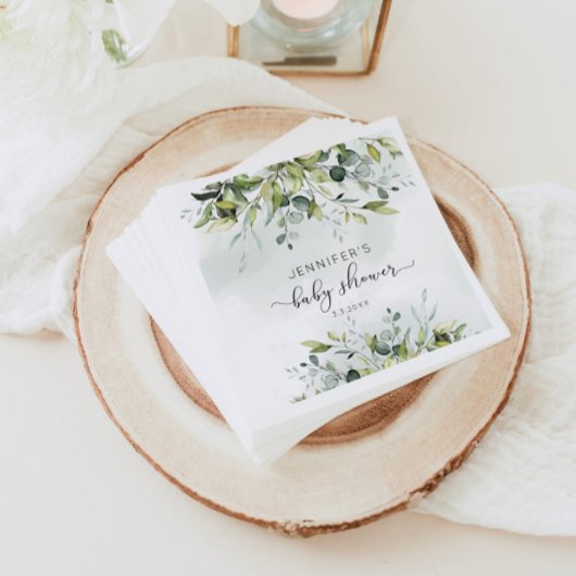 Elegant eucalyptus baby shower napkins servet