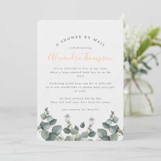 Elegant Eucalyptus Baby shower per post Kaart (Staand voorkant)